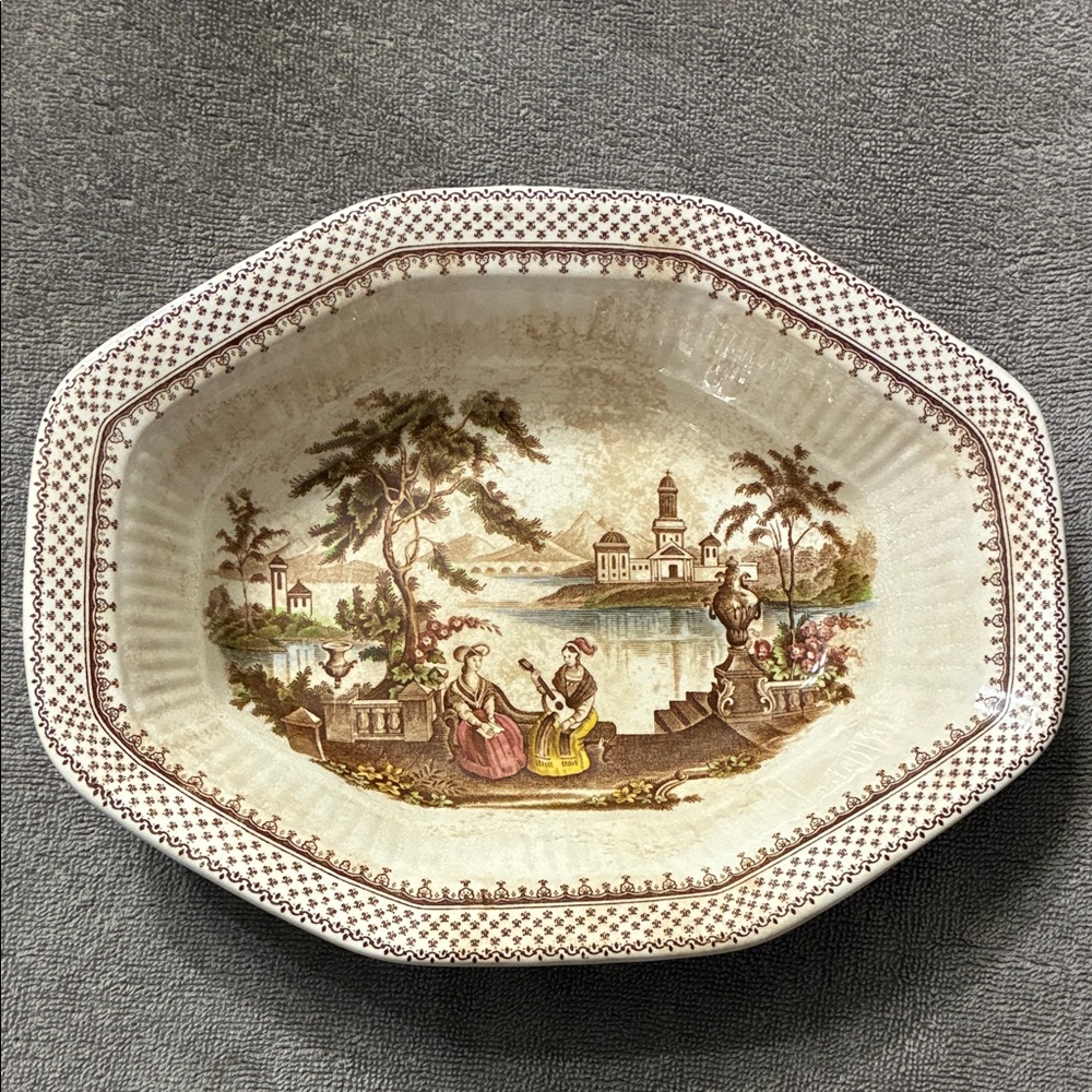Wm Adams & Sons English Ironstone Vintage Octagonal Serving Bowl